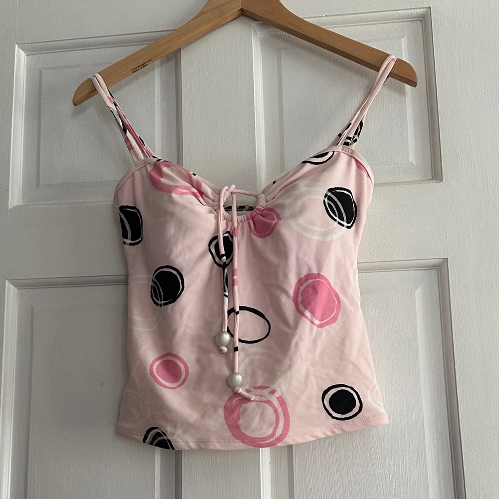 Anne Cole Pink Polka Dot Swim Tankini Top Size 8